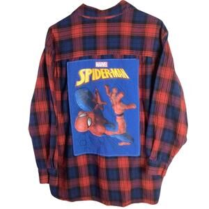 Custom Reworked Spider-Man Flannel Red Blue XL